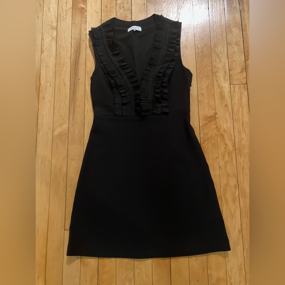 Sandro Black Ruffle Trim Mini Dress - Picture 1 of 9